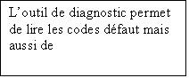 Zone de Texte: L’outil de diagnostic permet de lire les codes défaut mais aussi de						    